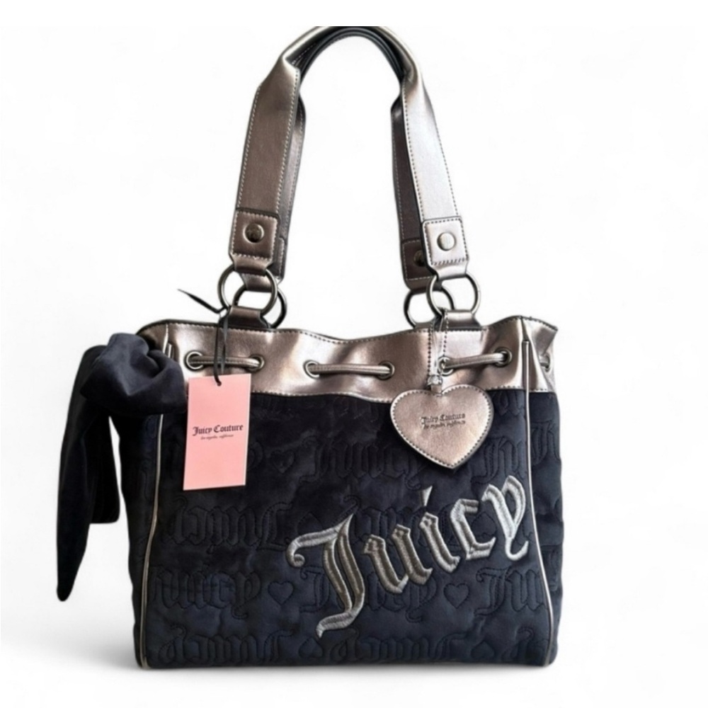 👉✨️ Juicy Couture Vintage Dreams Tote Daydreamer Liquorice Gunmetal